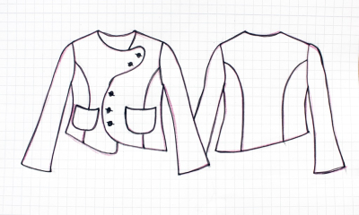 Schnittmuster für kurze Jacke BLAU