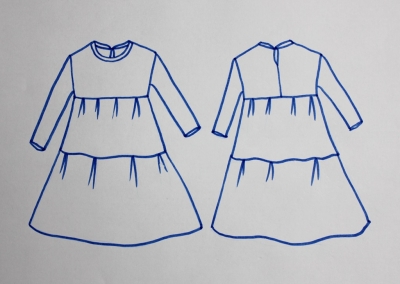 Schnittmuster langes Stufenkleid NOMI