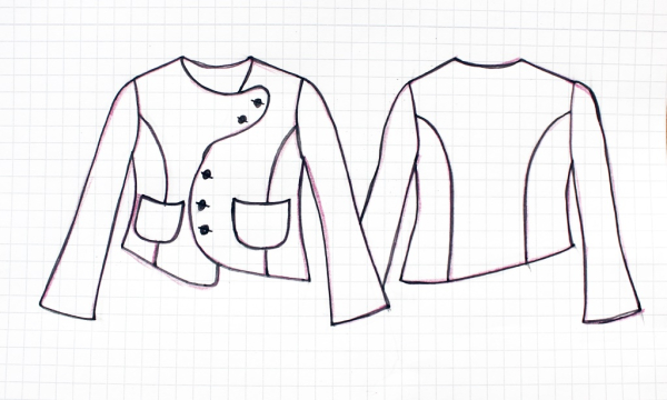 Schnittmuster für kurze Jacke BLAU